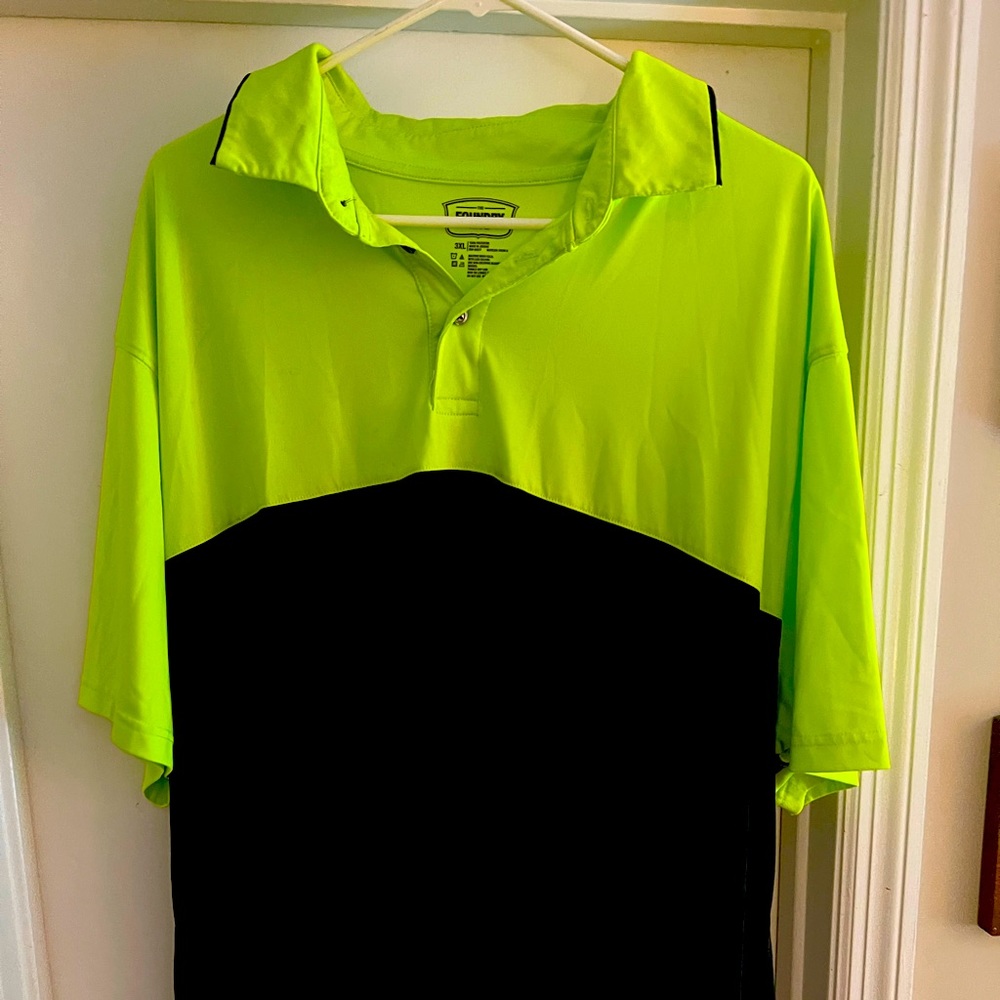 Black and neon green light weight golf shirt